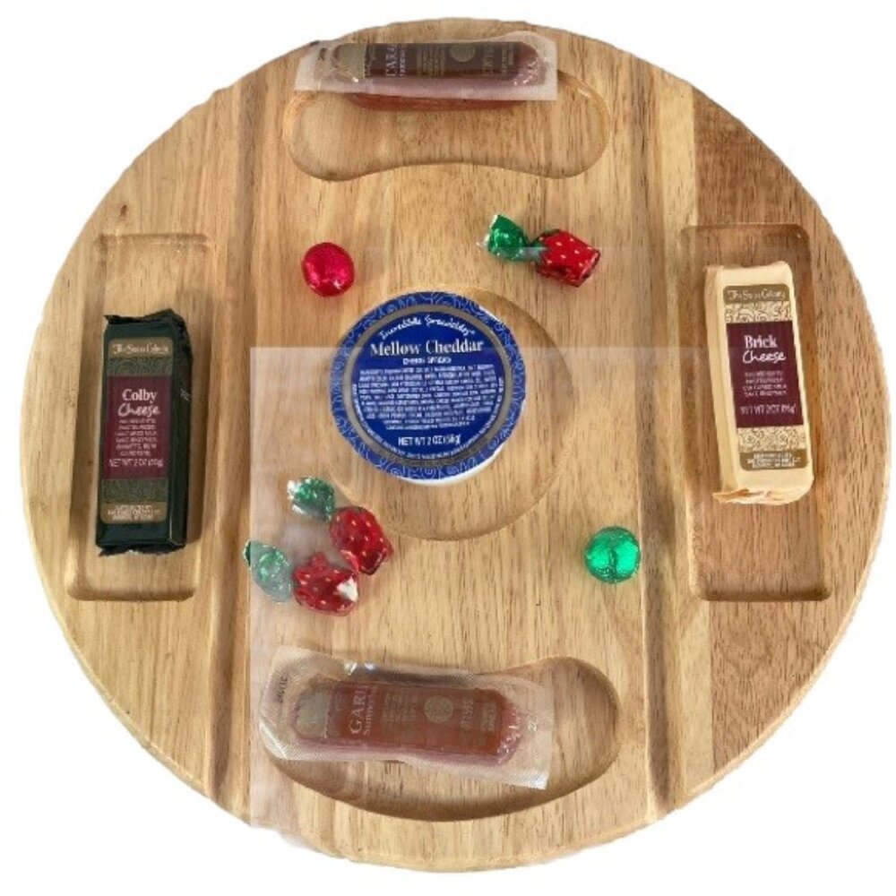 LAZY SUSAN Wood Round Turntable Rotating Spins Compartments 14 inch Diameter